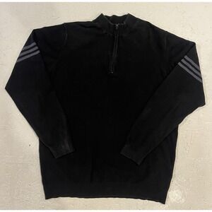 Adidas Pullover Sweater Men's Large Black 1/4‎ Zip Climalite Golf Athletic